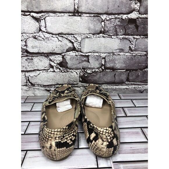 Aldo Cream Snake Skin Print Bow Leather Mocs Driving Shoes Women Sz 8M US/38.5EU - Picture 5 of 16